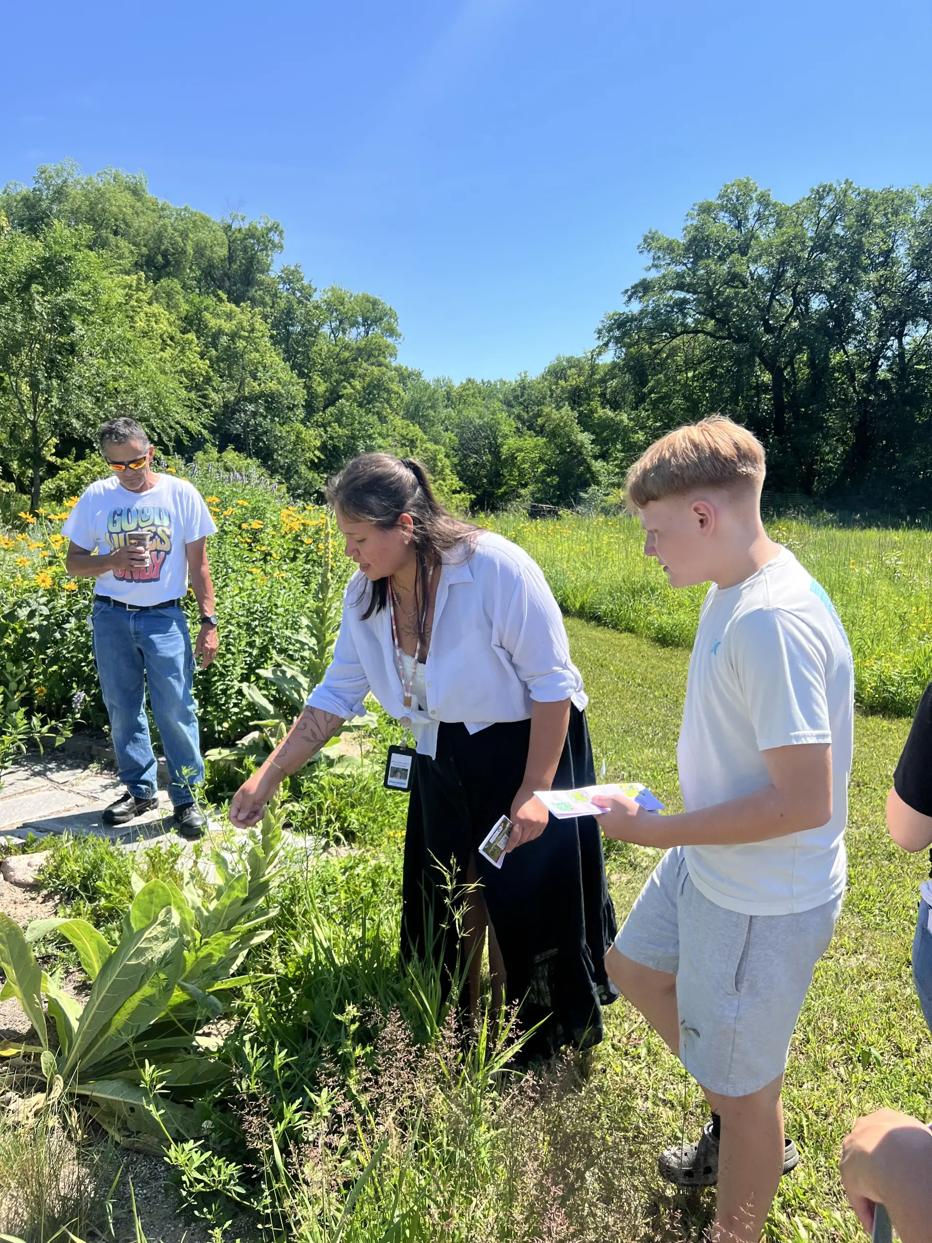 Students in the field collecting samples